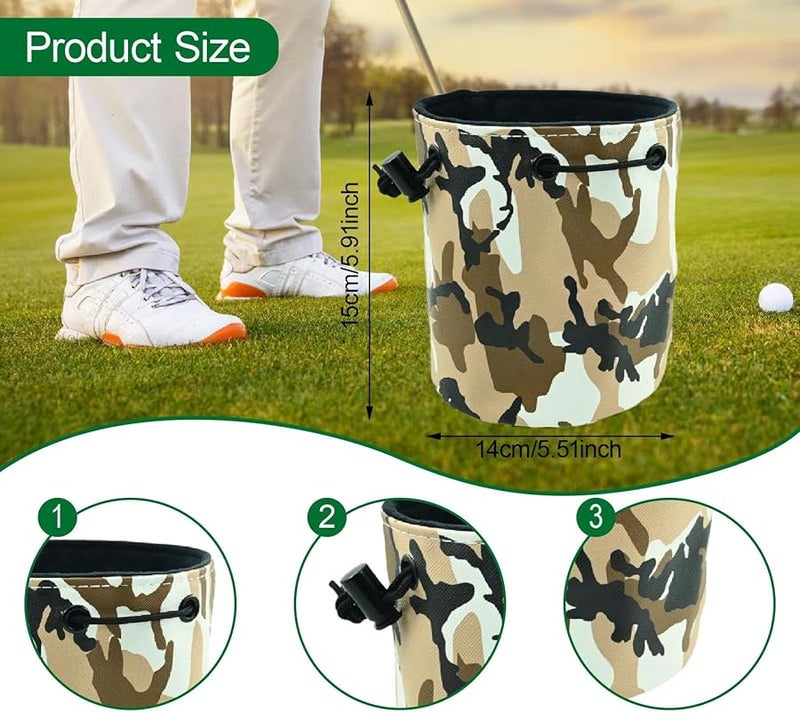 حقيبة تخزين كرات الجولف البنية بحبل سحب، حافظة محمولة مقاومة للماء مقاس 5.91 × 5.51 بوصة - Image 2